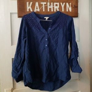 Blue 3 quarter sleeve button down